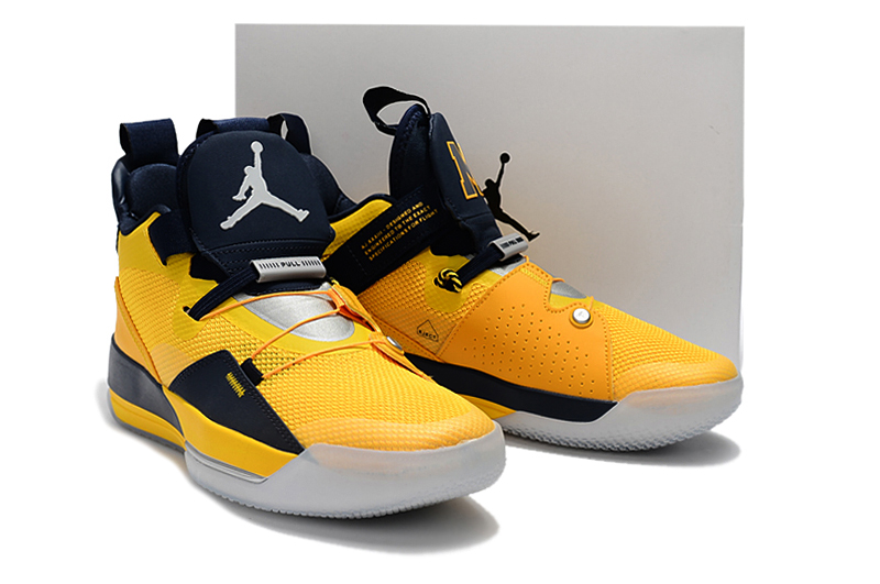 Man Air Jordan 33 Yellow Blue Shoes